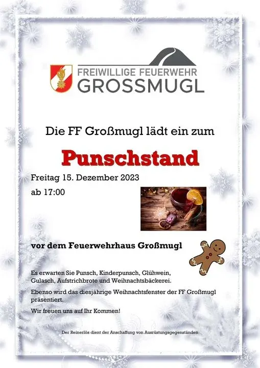Punschstand bei der FF Großmugl am Freitag den 15. Dezember