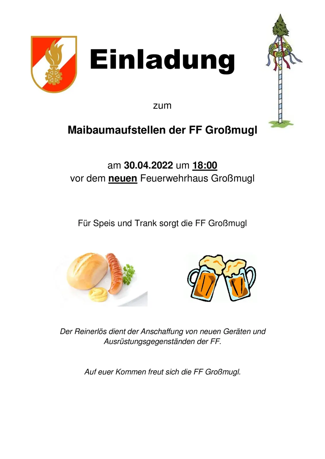 Einladung Maibaumaufstellen 2022